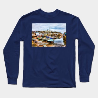 Mevagissey Harbour Fishing Boats, Cornwall, UK Long Sleeve T-Shirt